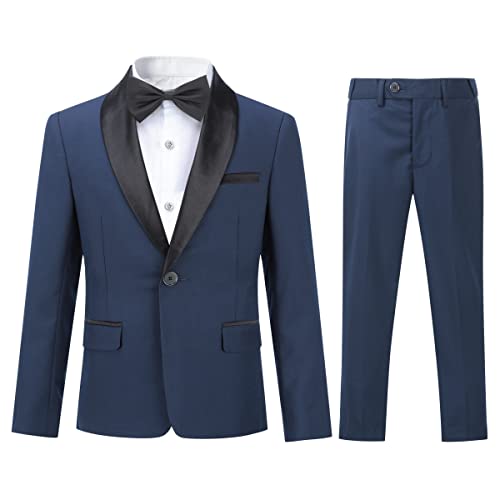 Sliktaa Jungen Kostüm Zweiteilige Schal Revers EIN-Knopf-Bankettkleid Hochzeit Gentleman Elegant und Bequem(Blau 10 Jahre) von Sliktaa