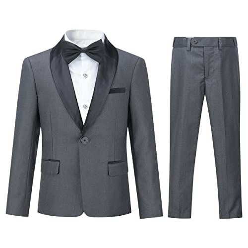 Sliktaa Jungen Kostüm Zweiteilige Schal Revers EIN-Knopf-Bankettkleid Hochzeit Gentleman Elegant und Bequem(Grau 10 Jahre) von Sliktaa