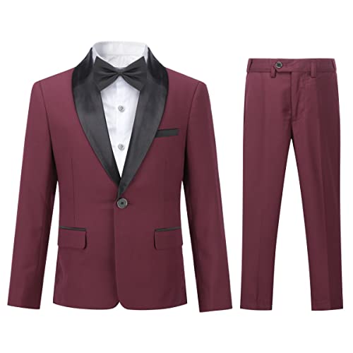 Sliktaa Jungen Kostüm Zweiteilige Schal Revers EIN-Knopf-Bankettkleid Hochzeit Gentleman Elegant und Bequem(Rot 10 Jahre) von Sliktaa