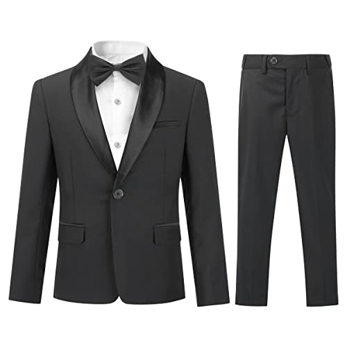 Sliktaa Jungen Kostüm Zweiteilige Schal Revers EIN-Knopf-Bankettkleid Hochzeit Gentleman Elegant und Bequem(Schwarz 10 Jahre) von Sliktaa