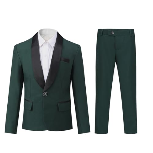Sliktaa Jungen Kostüm Zweiteilige Schal Revers EIN-Knopf-Bankettkleid Hochzeit Gentleman Elegant und Bequem Grün 16 Jahre von Sliktaa