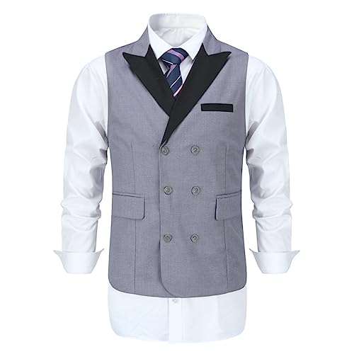 Sliktaa Kostüm Anzug Mode Herren Ärmellos Casual Hochzeit Formal Business Weste(Grau 3XL) von Sliktaa