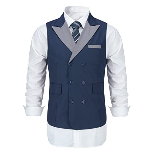 Sliktaa Kostüm Anzug Mode Herren Ärmellos Casual Hochzeit Formal Business Weste(Marine 3XL) von Sliktaa