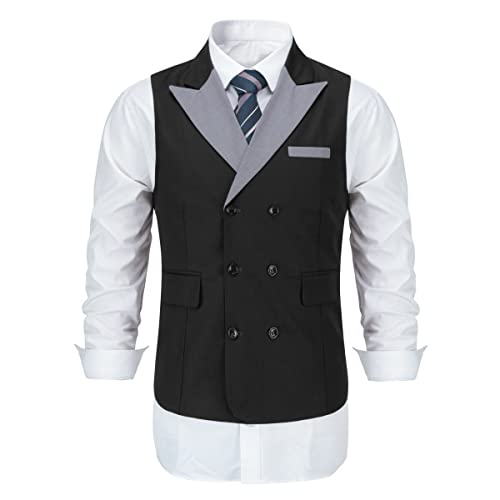 Sliktaa Kostüm Anzug Mode Herren Ärmellos Casual Hochzeit Formal Business Weste(Schwarz XL) von Sliktaa