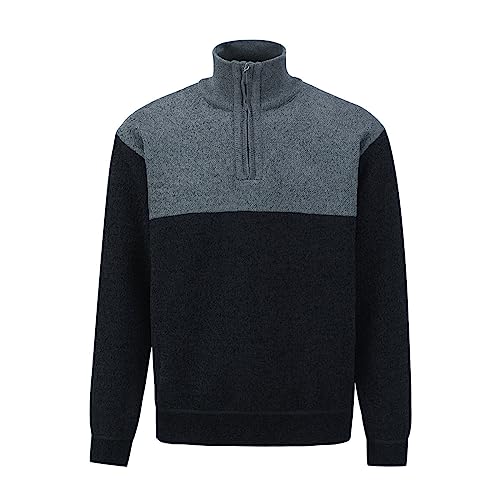 Sliktaa Pullover Herren Stehkragen Strickjacke Strickspleiß Freizeit Sweater Winter Warm Mit Reißverschluss Schwarz M von Sliktaa