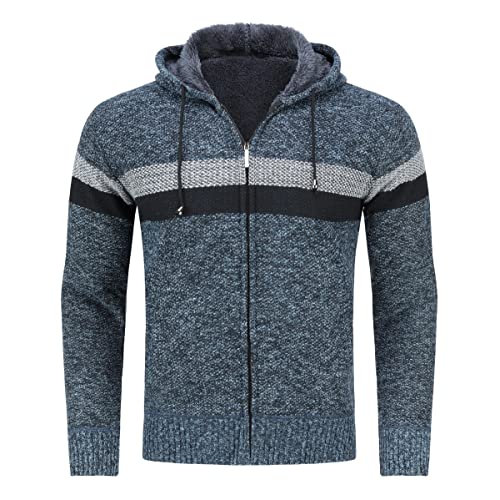 Sliktaa Strickjacke mit Kapuze für Herren Cardigan Winter Frühling Outdoor Baumwolle Jacke Pullover von Sliktaa