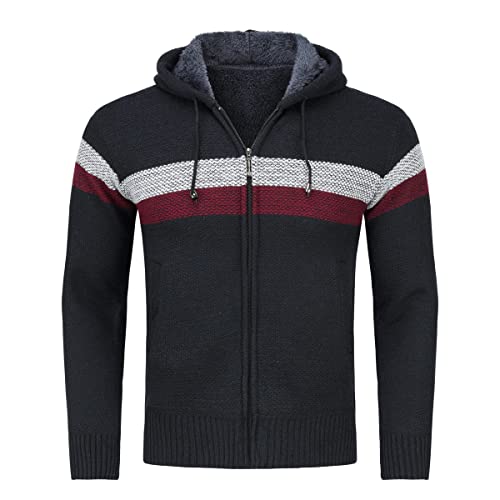 Sliktaa Strickjacke mit Kapuze für Herren Cardigan Winter Frühling Outdoor Baumwolle Jacke Pullover von Sliktaa