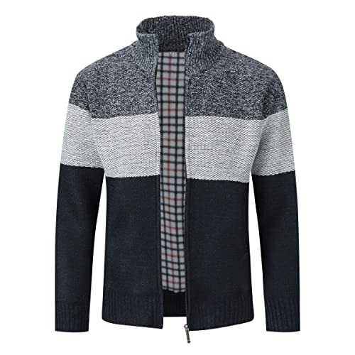 Sliktaa Strickjacke mit Kapuze für Herren Cardigan Winter Frühling Outdoor Baumwolle Jacke Pullover von Sliktaa