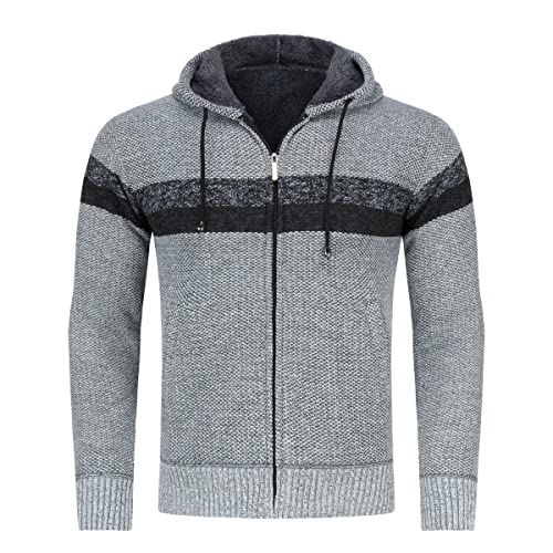 Sliktaa Strickjacke mit Kapuze für Herren Cardigan Winter Frühling Outdoor Baumwolle Jacke Pullover von Sliktaa