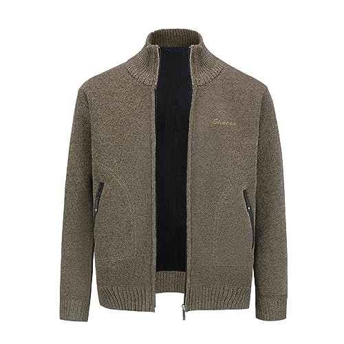 Sliktaa Sweater Herren Mode Freizeitjacke Strickjacke Männer Winter Warm Pullover mit Reißverschluss Kaffee XXL von Sliktaa