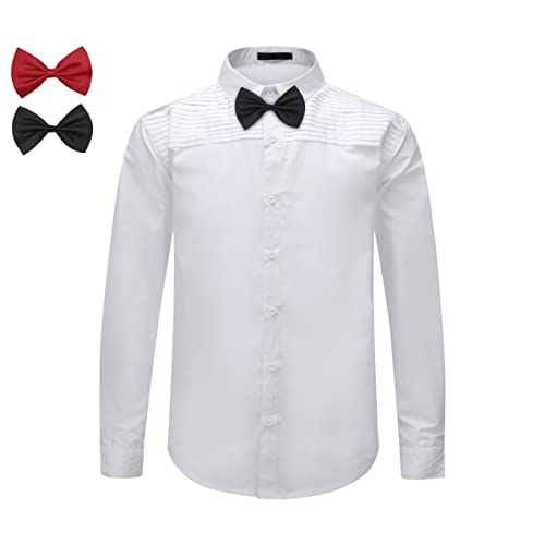 Smokinghemd Herren Freizeitemd kläppchenkragen Slim Mode Schmale Passform Dinner Oberhemd(Weiß 2 M) von Sliktaa