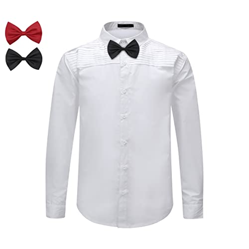 Smokinghemd Herren Freizeitemd kläppchenkragen Slim Mode Schmale Passform Dinner Oberhemd #C2B0033 Weiß XXL von Sliktaa