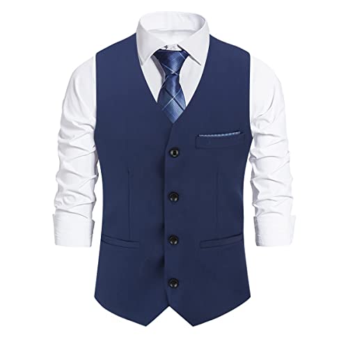 Sliktaa Weste Herren Business Hochzeit Slim fit mit 4 Knöpfe Anzugweste Saphir Large von Sliktaa