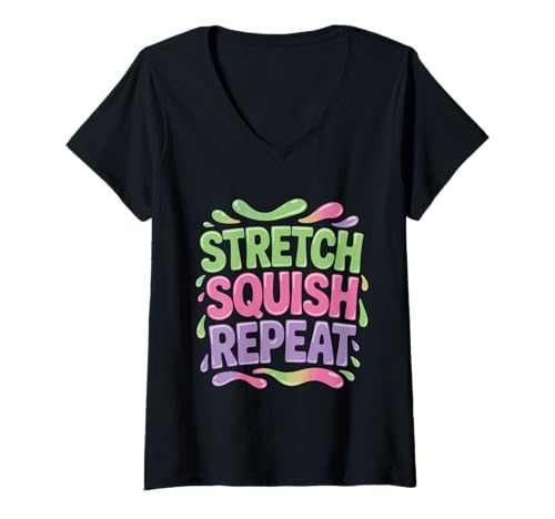 Damen Slime Life DIY Squish Squad ASMR Vibes Crafty Creator T-Shirt mit V-Ausschnitt Damen Slime Life DIY Squish Squad ASMR Vibes Crafty Creator T-Shirt mit V-Ausschnitt von Slime Maker Crew Soft Stress Slime Squeeze
