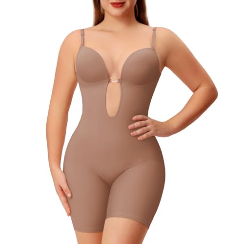 Slimers Figurformender Body, rückenfrei, ohne Träger, Bodyshaper mit tiefem Rückenausschnitt: schlankmachender integrierter BH mit tiefem Ausschnitt, Nude, XL von Slimers