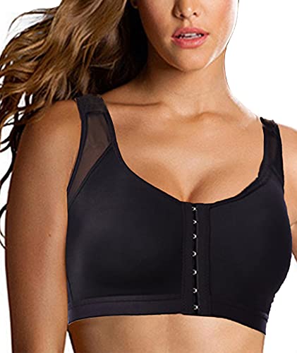 Post Surgery BH Chirurgischer BH Kompression Sport BH Frontverschluss BH für Frauen Close Brust Augmentierung BH Kabellos, Schwarz, X-Large von Sliot