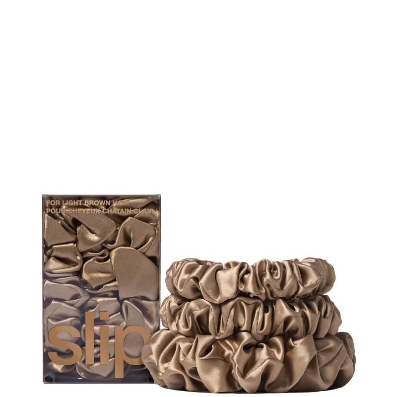 Slip Pure Silk Back To Basics Assorted Scrunchie Set (Various Colours) - Light brown von Slip