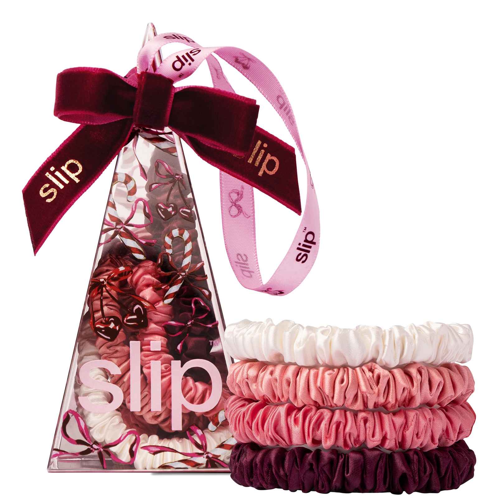 Slip Pure Silk Skinny Scrunchie Ornament - Candy Cane von Slip