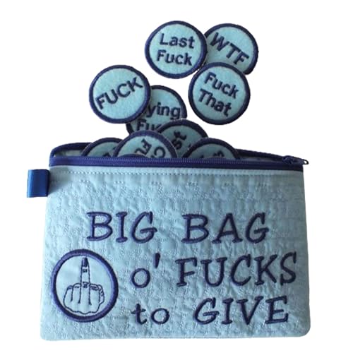 Big Bag of F*CKS to Give Zipper Pouch, Fucks to Give Gag Gift, Funny Bag of F*CKS with 17 Different Fucks, Novelty Snarky Gifts for Friends or Families (Blue) von Slipasikao