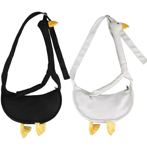 Slipasikao Silly Goose Bag, lustige Goose Canvas-Umhängetasche, süße Cartoon-Gans-Umhängetasche, extra lange Schwanenhals-Umhängetasche mit verstellbarem Schultergurt für Frauen (ALL) von Slipasikao