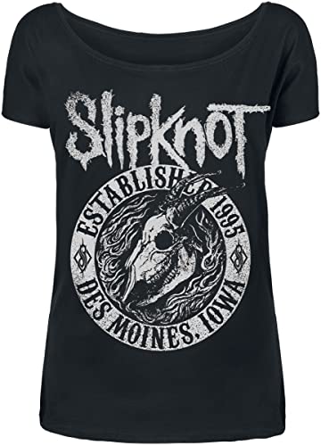 Slipknot Flaming Goat Frauen T-Shirt schwarz S 100% Baumwolle Band-Merch, Bands von Slipknot