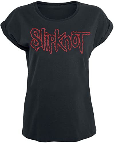 Slipknot Logo Frauen T-Shirt schwarz S 100% Baumwolle Band-Merch, Bands von Slipknot