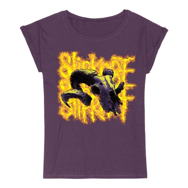 Slipknot T-Shirt - Burning Goat Skull - S bis 3XL - für Damen - Größe S - lila  - Lizenziertes Merchandise! von Slipknot