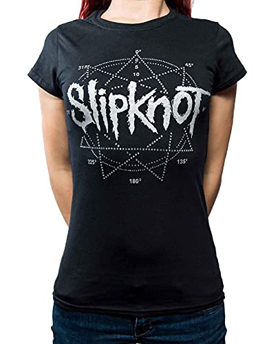 Slipknot T Shirt Diamante Pentagram Band Logo offiziell Damen Schwarz Skinny Fit XXL von Slipknot