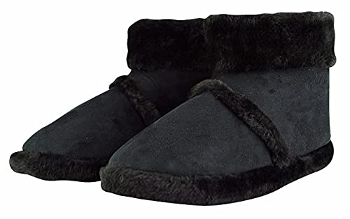 Slipper Snob - Herren Hüttenschuhe Gefüttert | Hausschuhe Hoch für Winter | Hüttenstiefel mit Memory Foam (43 EU, Schwarz, numeric_43) von Slipper Snob