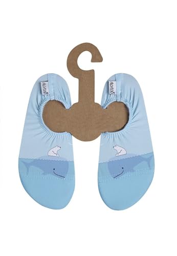 Slipstop Kinder Hausschuhe Badeschuhe ALASKA Eisbär und Wal blue, Größe:21/23 EU von Slipstop