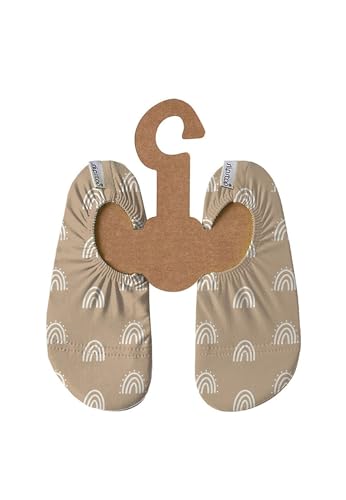 Slipstop Kinder Hausschuhe Badeschuhe CARAMEL Regenbogen beige, Größe:33/35 EU von Slipstop