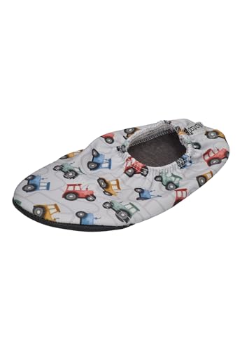 Slipstop Kinder Hausschuhe Badeschuhe HARVESTER Traktoren Grau, Größe:18/20 EU von Slipstop