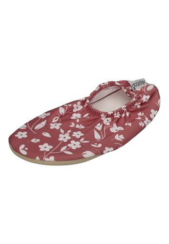 Slipstop Kinder Hausschuhe Badeschuhe STONE FLOWER Blumen Rotbraun, Größe:24/26 EU von Slipstop