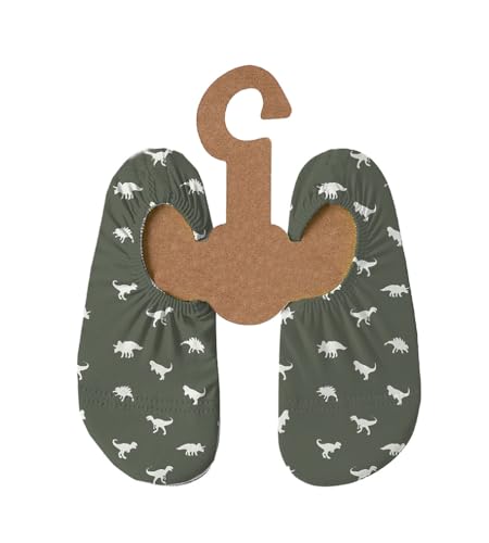 Slipstop Kinder Strandschuhe Anti Rutsch Ballett Schuhe Schwimmschuhe Urlaub Badeschuhe Pool Unisex Dino Green, Größe 27-29 von Slipstop