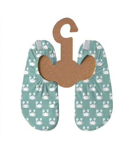 Slipstop Kinder Strandschuhe Anti Rutsch Ballett Schuhe Schwimmschuhe Urlaub Badeschuhe Pool Unisex Mint/weiße Krabben Clamps, Größe 27-29 von Slipstop