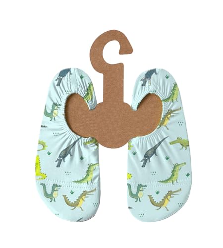 Slipstop Kinder Strandschuhe Anti Rutsch Ballett Schuhe Schwimmschuhe Urlaub Badeschuhe Pool Unisex Zagor hellgrün mit Krokodile, Größe 27-29 von Slipstop