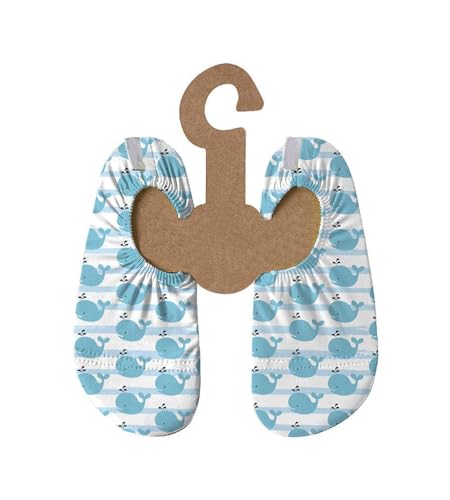 Slipstop Kinder Strandschuhe Anti Rutsch Ballett Schuhe Schwimmschuhe Urlaub Badeschuhe Pool Unisex blau/weiße Wale Dori, Größe 18-20 von Slipstop