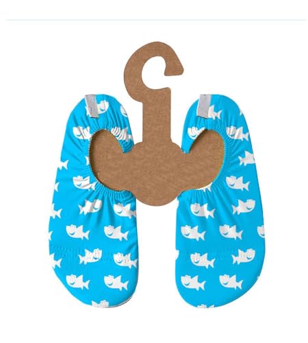 Slipstop Kinder Strandschuhe Anti Rutsch Ballett Schuhe Schwimmschuhe Urlaub Badeschuhe Pool Unisex blau Baby Sharks, Größe 18-20 von Slipstop