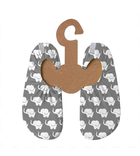 Slipstop Kinder Strandschuhe Anti Rutsch Ballett Schuhe Schwimmschuhe Urlaub Badeschuhe Pool Unisex grau/weiße Elefanten Olymphant, Größe 18-20 von Slipstop