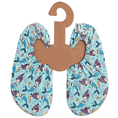 Slipstop Kinder Strandschuhe Anti Rutsch Ballett Schuhe Schwimmschuhe Urlaub Badeschuhe Yoga Pool für Mädchen Meerjungfrau Sirena in Türkis und Lila, Größe 18-20 von Slipstop