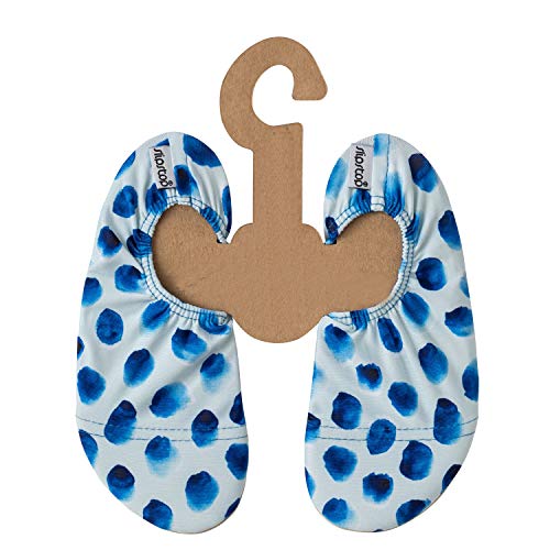 Slipstop Kinder Strandschuhe Anti Rutsch Sport Schuhe Schwimmschuhe Badeschuhe Urlaub Yoga Pool für Mädchen in Weiß mit blauen Tupfen, Gr. 18-20 von Slipstop
