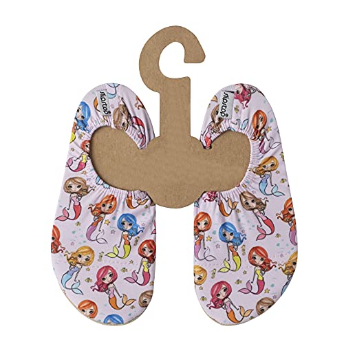 Slipstop Kinder Strandschuhe Anti Rutsch Sport Schuhe Schwimmschuhe Badeschuhe Urlaub Yoga Pool für Mädchens in Rosa mit süßen Nixen, Gr. 18-20 von Slipstop