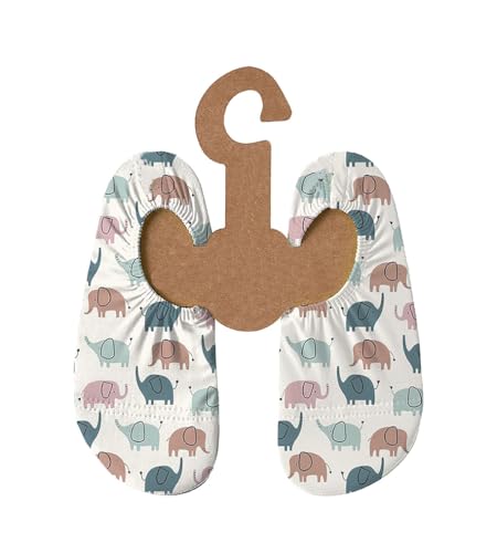 Slipstop Kinder Strandschuhe Anti Rutsch Sport Schuhe Schwimmschuhe Badeschuhe Urlaub Yoga für Mädchen Afro - mit Elefanten Sonnenschutzfaktor 50+, Gr. 27-29 von Slipstop