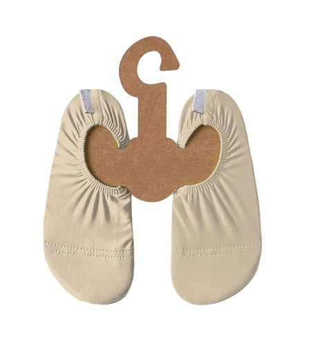 Slipstop Kinder Strandschuhe Anti Rutsch Sport Schuhe Schwimmschuhe Badeschuhe Urlaub Yoga für Mädchen BEIGE Junior Sonnenschutzfaktor 50+, Gr. 18-20 von Slipstop