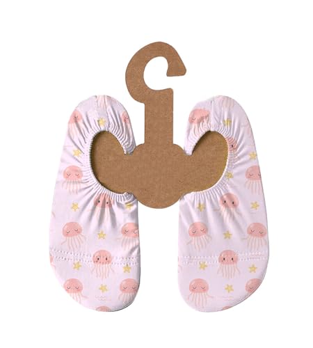 Slipstop Kinder Strandschuhe Anti Rutsch Sport Schuhe Schwimmschuhe Badeschuhe Urlaub Yoga für Mädchen Belle - rosa mit Quallen Sonnenschutzfaktor 50+, Gr. 30-32 von Slipstop