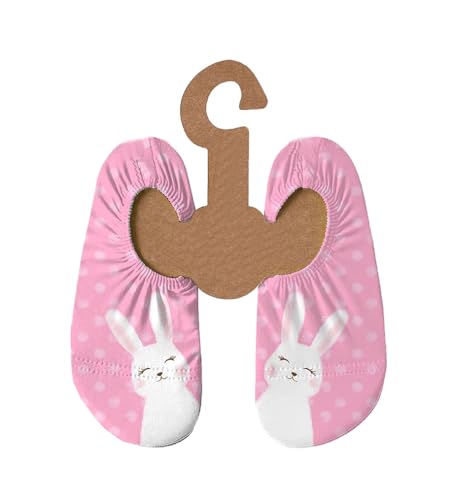 Slipstop Kinder Strandschuhe Anti Rutsch Sport Schuhe Schwimmschuhe Badeschuhe Urlaub Yoga für Mädchen Merry-pink mit Hasen Sonnenschutzfaktor 50+, Gr. 21-23 von Slipstop