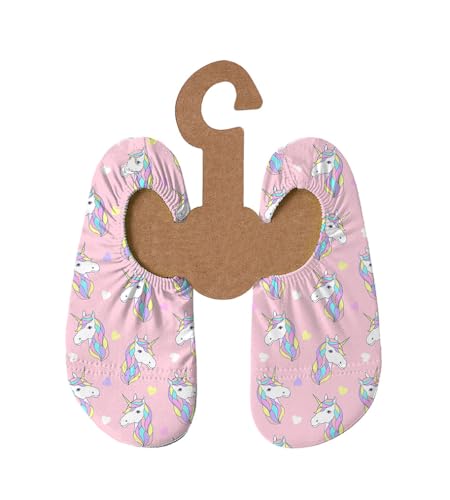 Slipstop Kinder Strandschuhe Anti Rutsch Sport Schuhe Schwimmschuhe Badeschuhe Urlaub Yoga für Mädchen Mythos - mit Einhörnern Sonnenschutzfaktor 50+, Gr. 33-35 von Slipstop