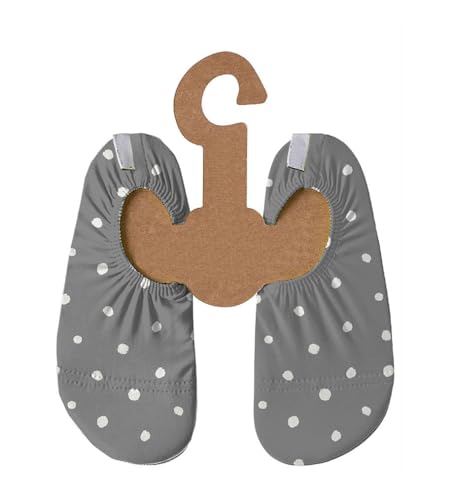 Slipstop Kinder Strandschuhe Anti Rutsch Sport- Schwimmschuhe Badeschuhe Urlaub Grau mit weißen Punkten Sonnenschutzfaktor 50+, Gr. 18-20 von Slipstop