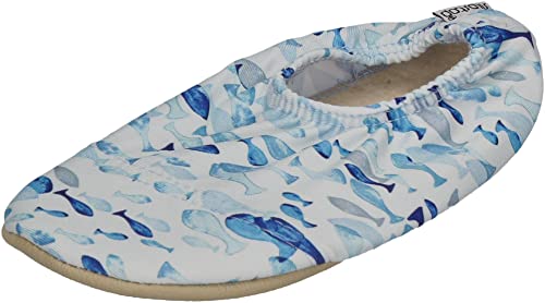 Slipstop Kinder Hausschuhe Badeschuhe Barry Fische blau, Größe:18/20 EU von Slipstop