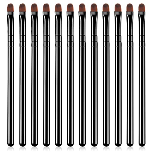12 Stück Lippenpinsel Kleiner Make-up Pinsel Flacher Concealer Pinsel Kunstfaser Augenbrauen Pinsel Foundation Pinsel zum Mischen von Lidschatten Liner (schwarz) von Sliverdew